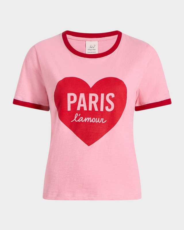Paris L'Amour Heart Shrunken Ringer T